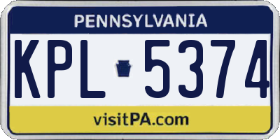 PA license plate KPL5374