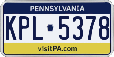 PA license plate KPL5378