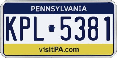 PA license plate KPL5381