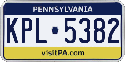 PA license plate KPL5382