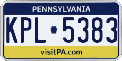 PA license plate KPL5383