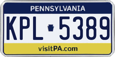 PA license plate KPL5389