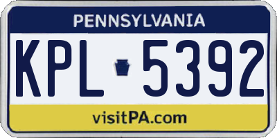 PA license plate KPL5392