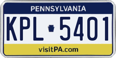 PA license plate KPL5401