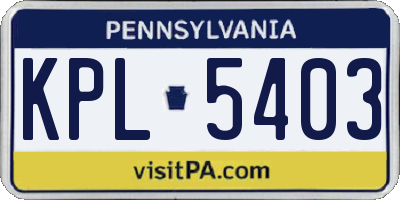 PA license plate KPL5403