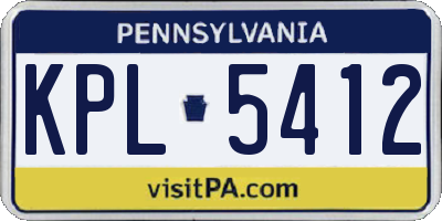 PA license plate KPL5412