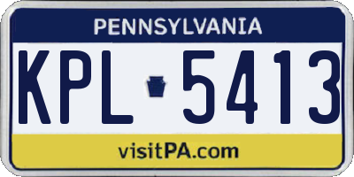 PA license plate KPL5413