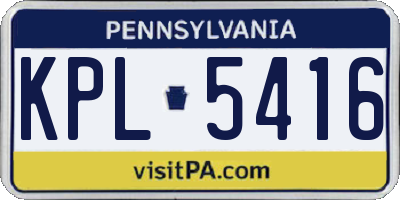 PA license plate KPL5416