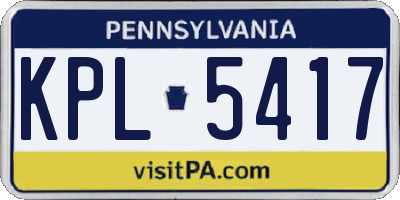 PA license plate KPL5417