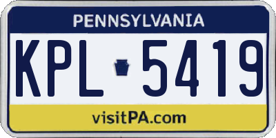 PA license plate KPL5419