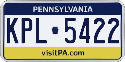 PA license plate KPL5422