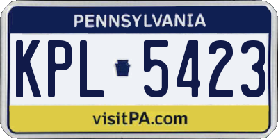 PA license plate KPL5423