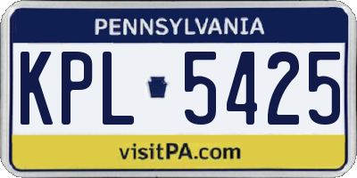 PA license plate KPL5425