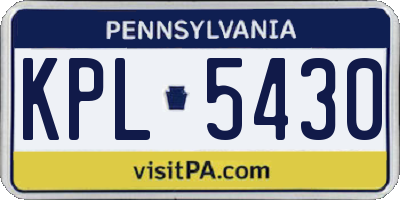 PA license plate KPL5430