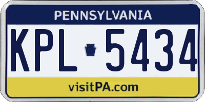 PA license plate KPL5434
