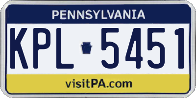 PA license plate KPL5451