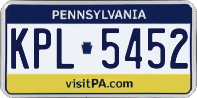 PA license plate KPL5452