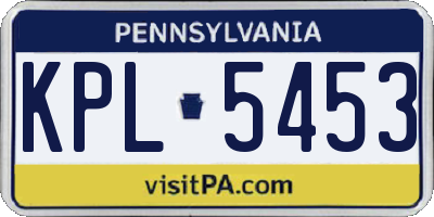 PA license plate KPL5453