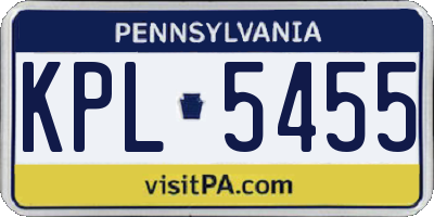 PA license plate KPL5455