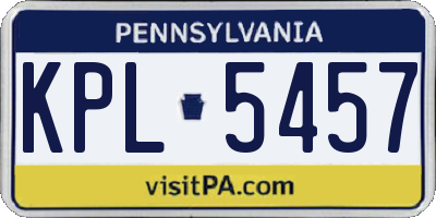 PA license plate KPL5457