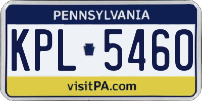 PA license plate KPL5460