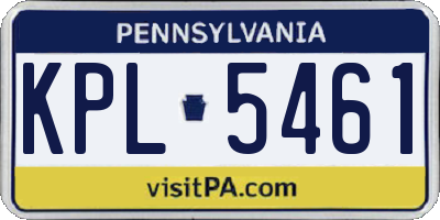 PA license plate KPL5461