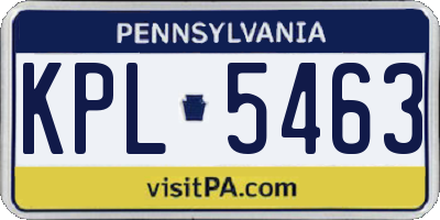 PA license plate KPL5463