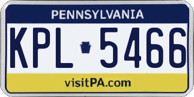 PA license plate KPL5466
