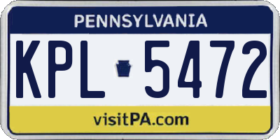 PA license plate KPL5472