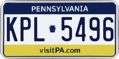 PA license plate KPL5496