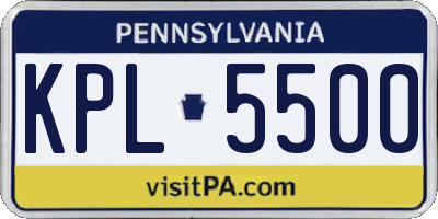 PA license plate KPL5500