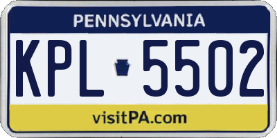 PA license plate KPL5502
