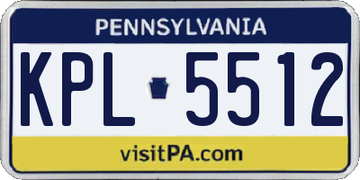 PA license plate KPL5512
