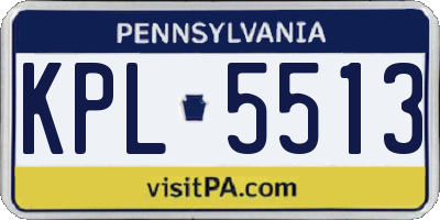 PA license plate KPL5513