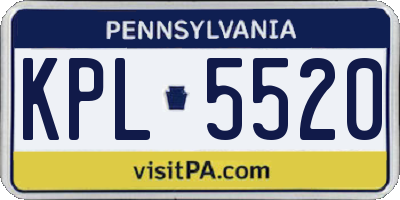 PA license plate KPL5520
