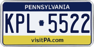 PA license plate KPL5522