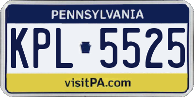 PA license plate KPL5525