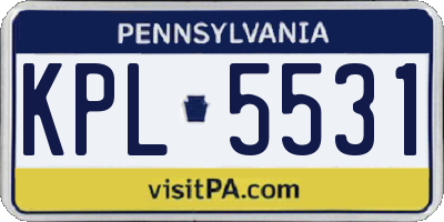 PA license plate KPL5531