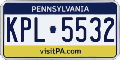 PA license plate KPL5532