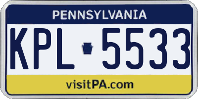 PA license plate KPL5533