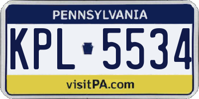 PA license plate KPL5534