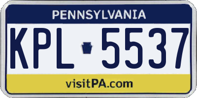 PA license plate KPL5537