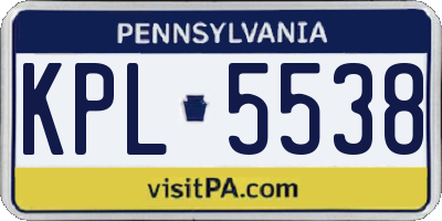 PA license plate KPL5538