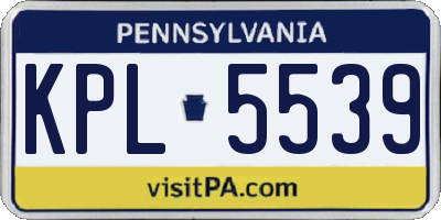 PA license plate KPL5539