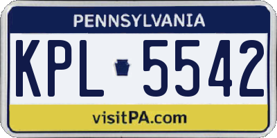 PA license plate KPL5542