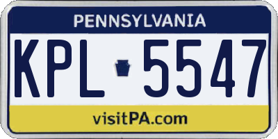 PA license plate KPL5547