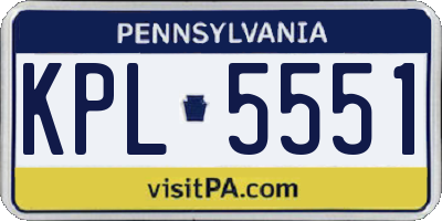 PA license plate KPL5551