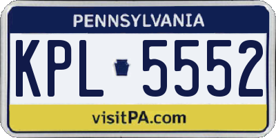 PA license plate KPL5552