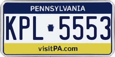 PA license plate KPL5553