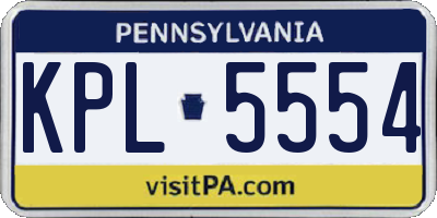 PA license plate KPL5554
